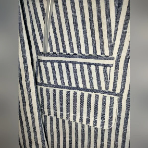 J. Crew (Size 12) Blue & White Linen Classic Striped Schoolboy Blazer (Like New) - Picture 5 of 16